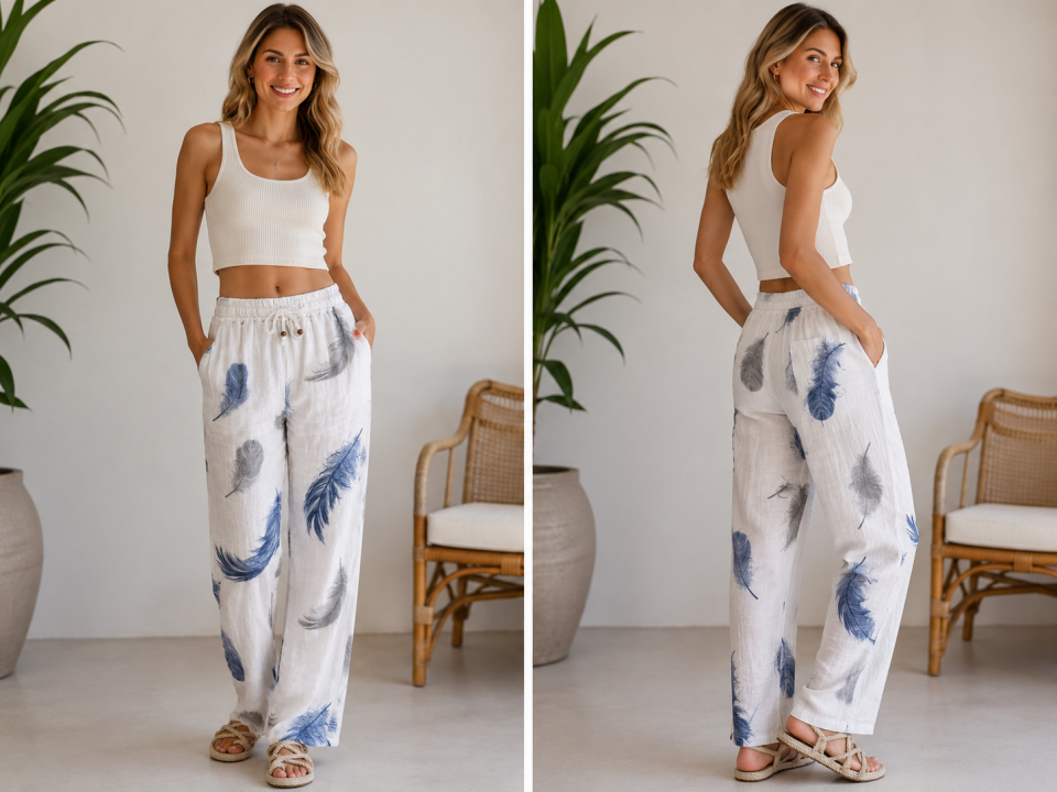 %100 Pamuklu Müslin Kumaştan pantalon
