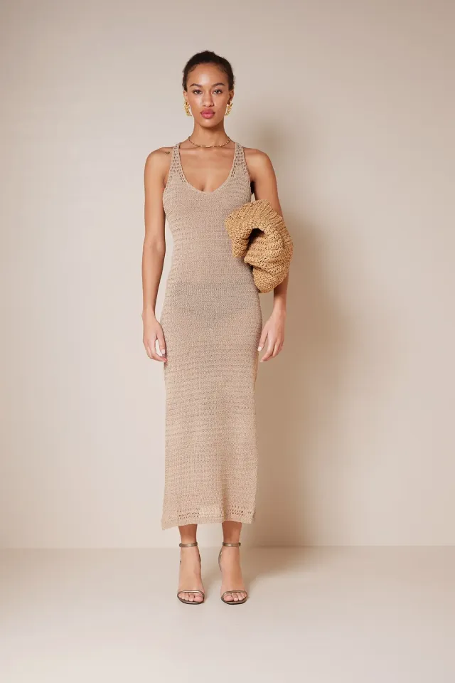 KADIN TRİKO YIRTMAÇLI ELBİSE