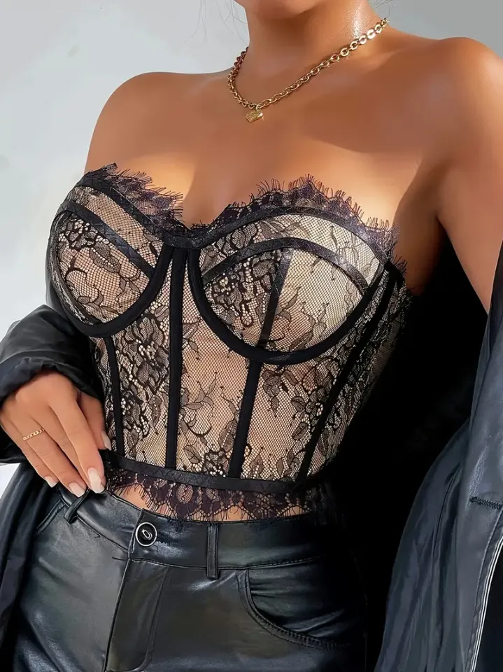 ŞIK ÇİÇEK DESENLİ NAKIŞLI DANTEL BANTOLU ÜST